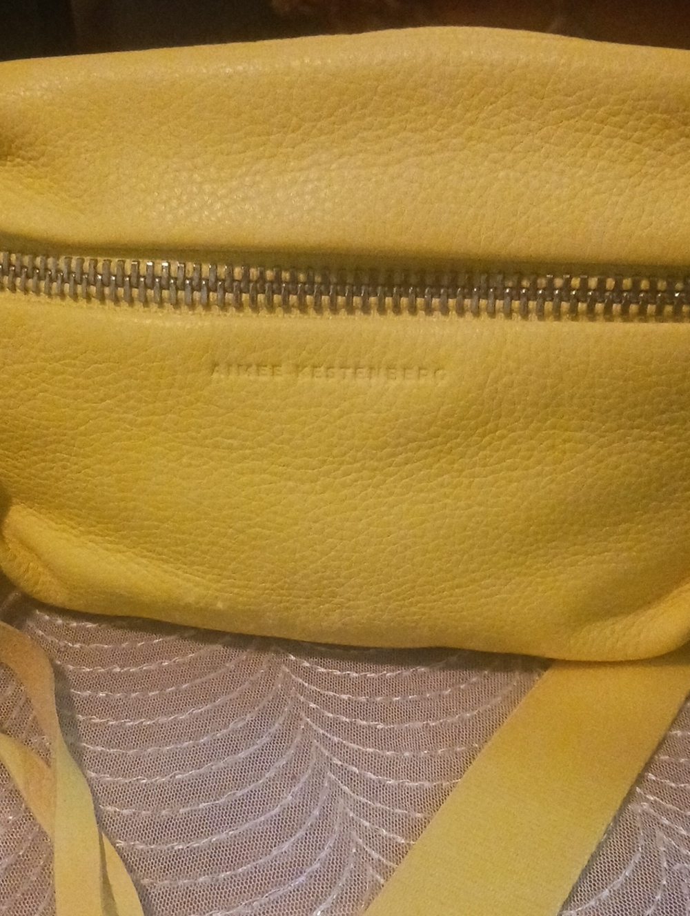 Aimee Kestenberg Yellow Pebbled Leather Crossbody Bag